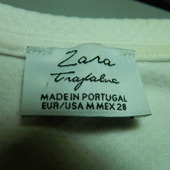 Zara Shirt White Waffle Cross Back Top - Picture 4 of 4